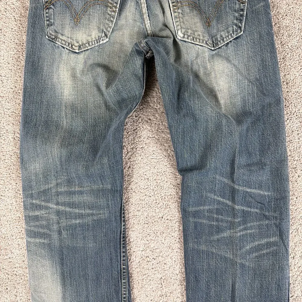 Levis 505 Jeans Mens 32x30 Faded Whiskered Denim Straight Leg Y2K Honeycomb Work